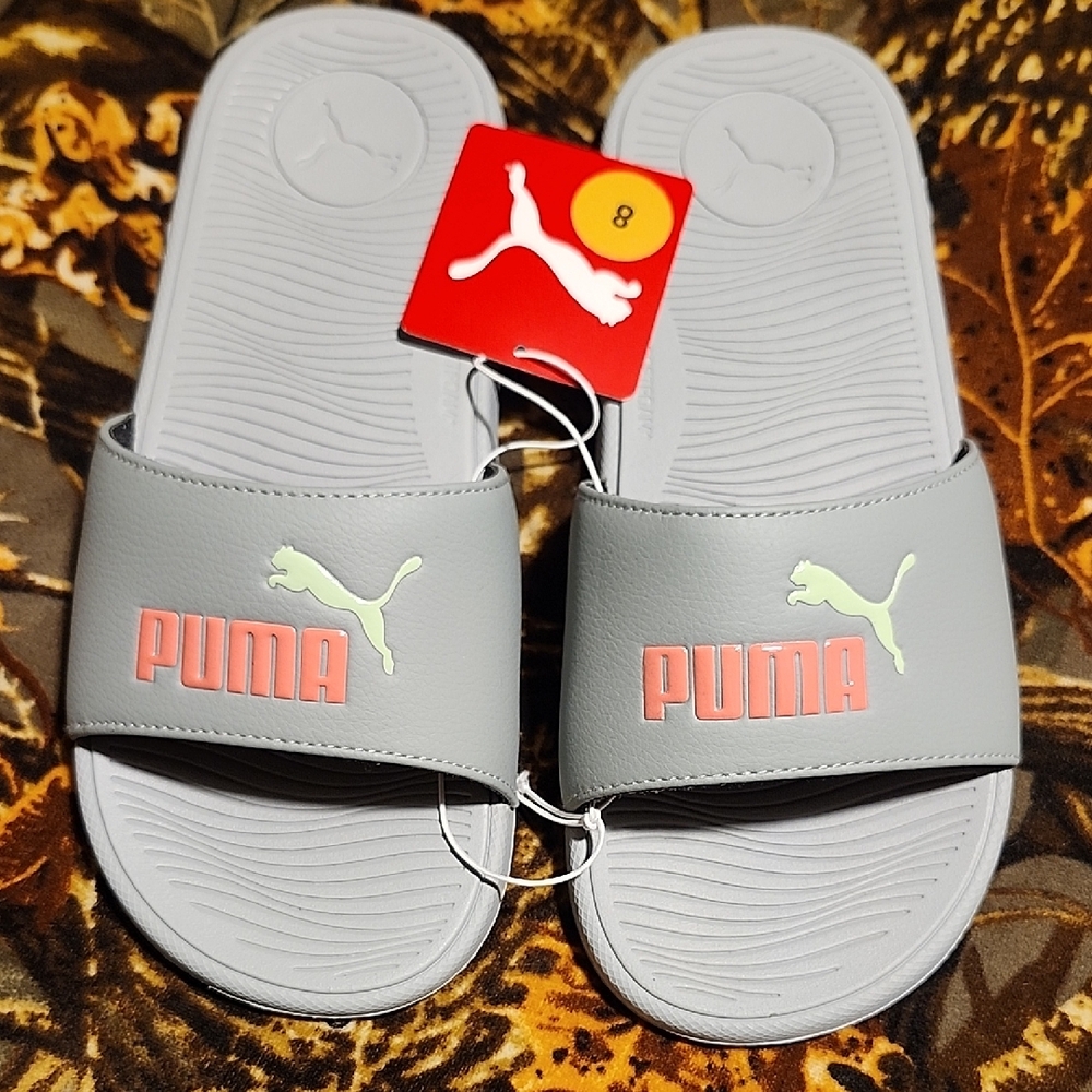 Puma Light Gray Slide Sandals